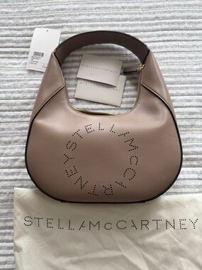 Stella McCartney Taupe Rounded Shoulder Bag with Perforated Logo